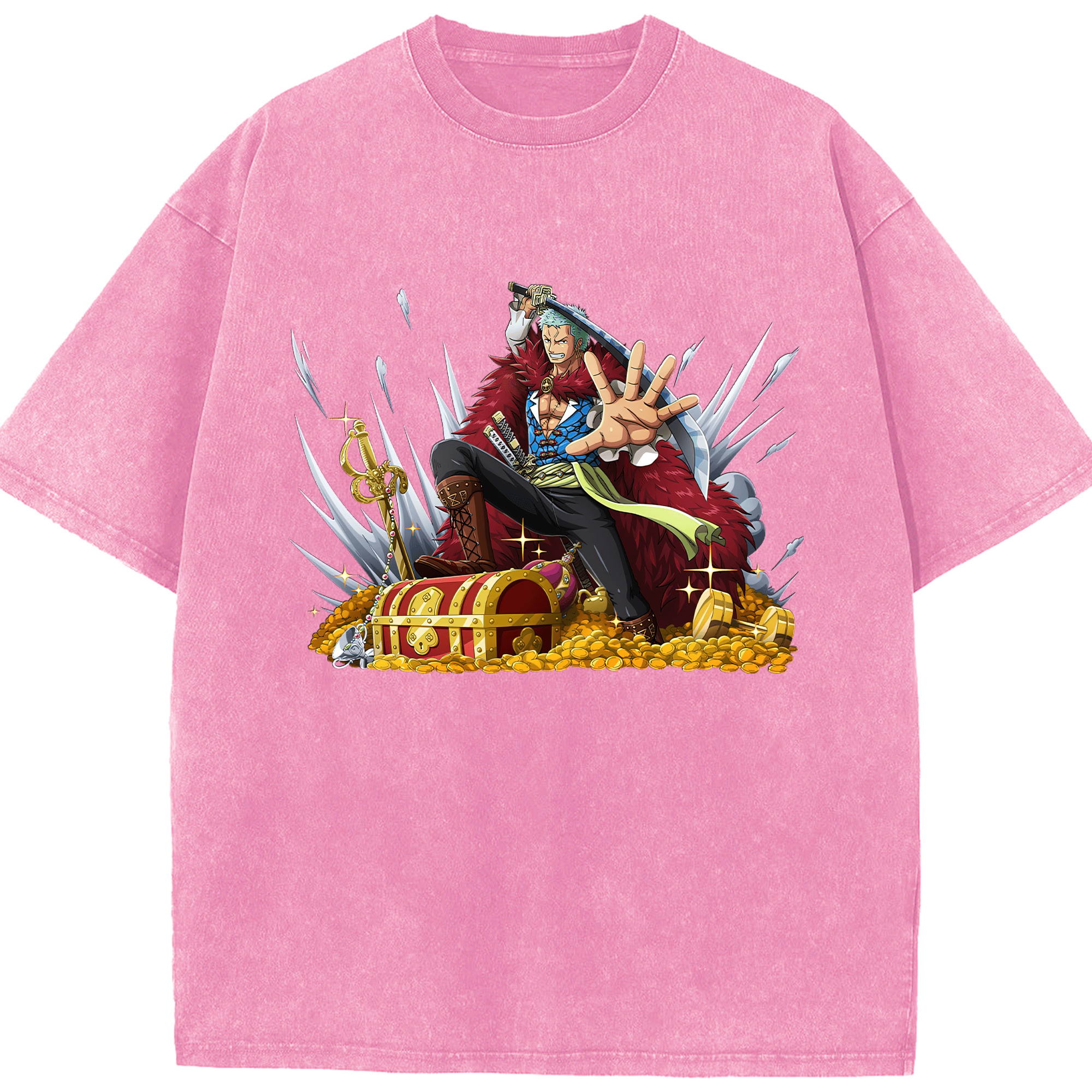 ワンピース ロロノア・ゾロ ONE PIECE Roronoa Zoro 綿100% ヴィンテージ風 半袖Tシャツ（フロントプリント）